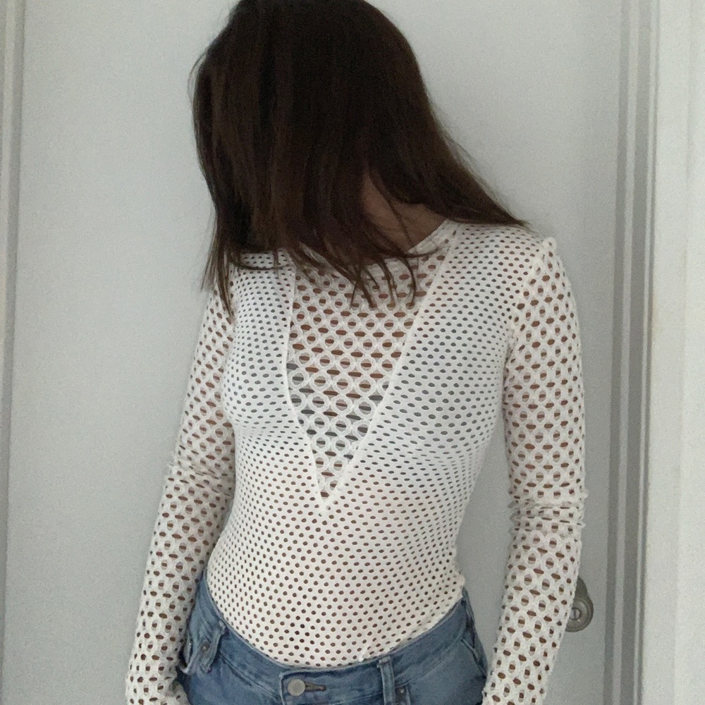 BCBG Maxazria Long sleeve mesh top